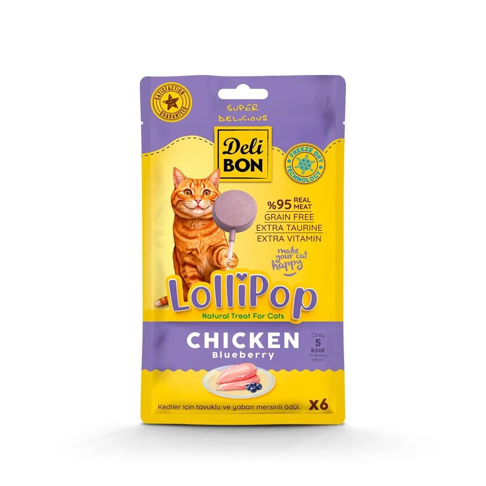 [LOLLIPOPCHICKEN6X] Delibon Lolipop Kedi Ödül Maması 6 Adet (Tavuklu)