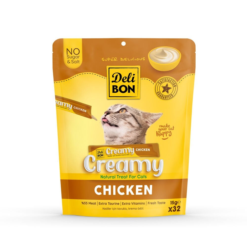 [CREAMY32X15CHICKEN] Delibon Krema Kedi Ödül Maması 15g 32 Adet (Tavuklu)
