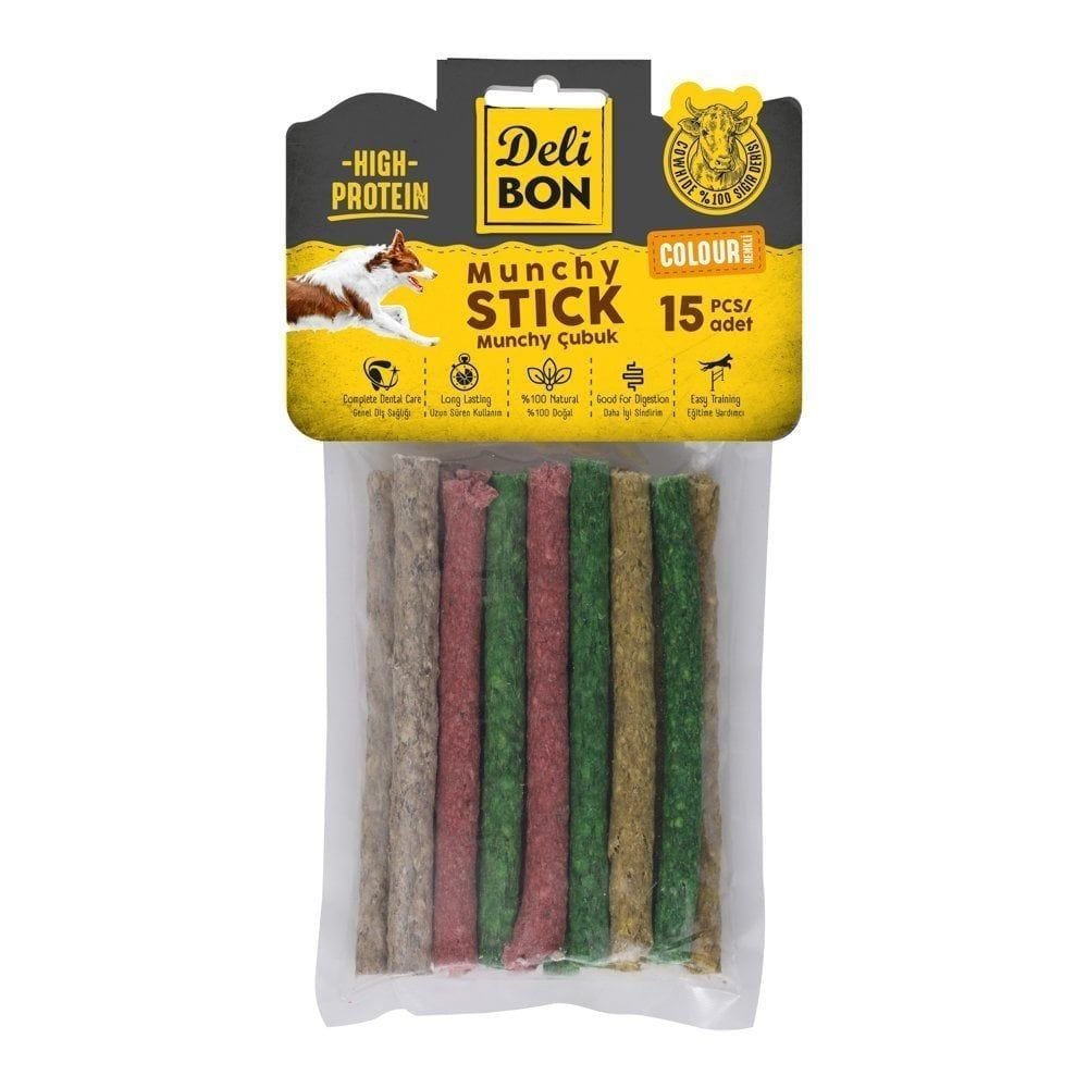 [EKO15MUNCHYMIXCOLOR] Delibon Munchy Çubuk Köpek Ödül Maması Kalın 15 Adet