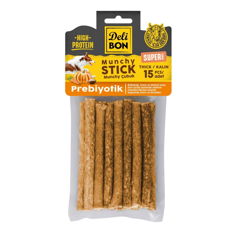 [SUPER15MUNCHYPREBIOTIC] Delibon Prebiyotik Munchy Çubuk Köpek Ödül Maması Kalın 15 Adet