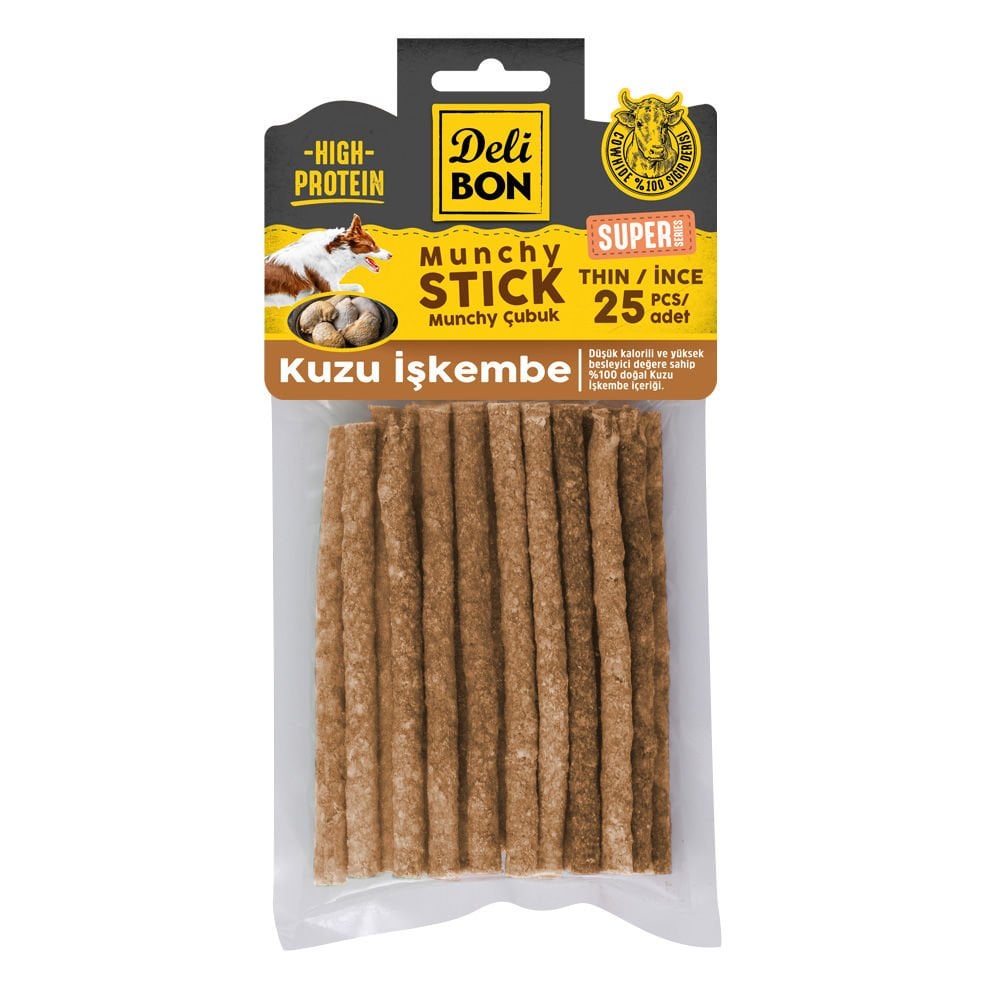 [SUPER25MUNCHYISKEMBE] Delibon Rawhide Lamb Tripe Thin Munchy Stick Dog Treat 25 pcs
