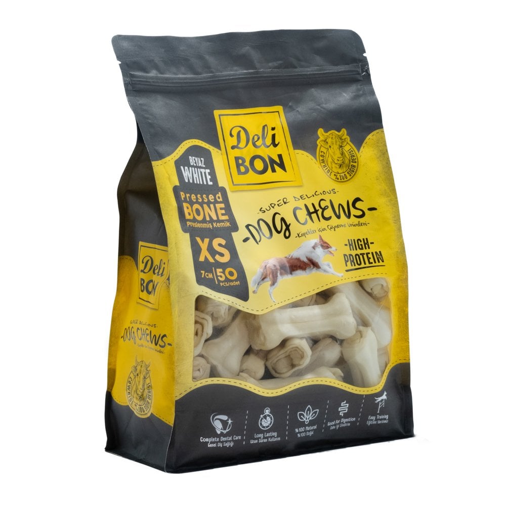 [BLK50XSWHITE] Delibon Kemik Köpek Ödül Maması 7cm 50 Adet (Beyaz)