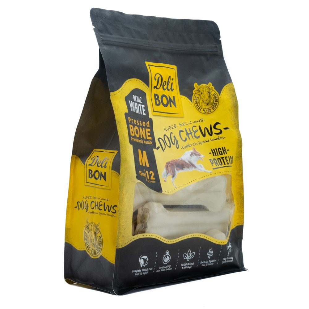 [BLK12MWHITE] Delibon Kemik Köpek Ödül Maması 15cm 12 Adet (Beyaz)