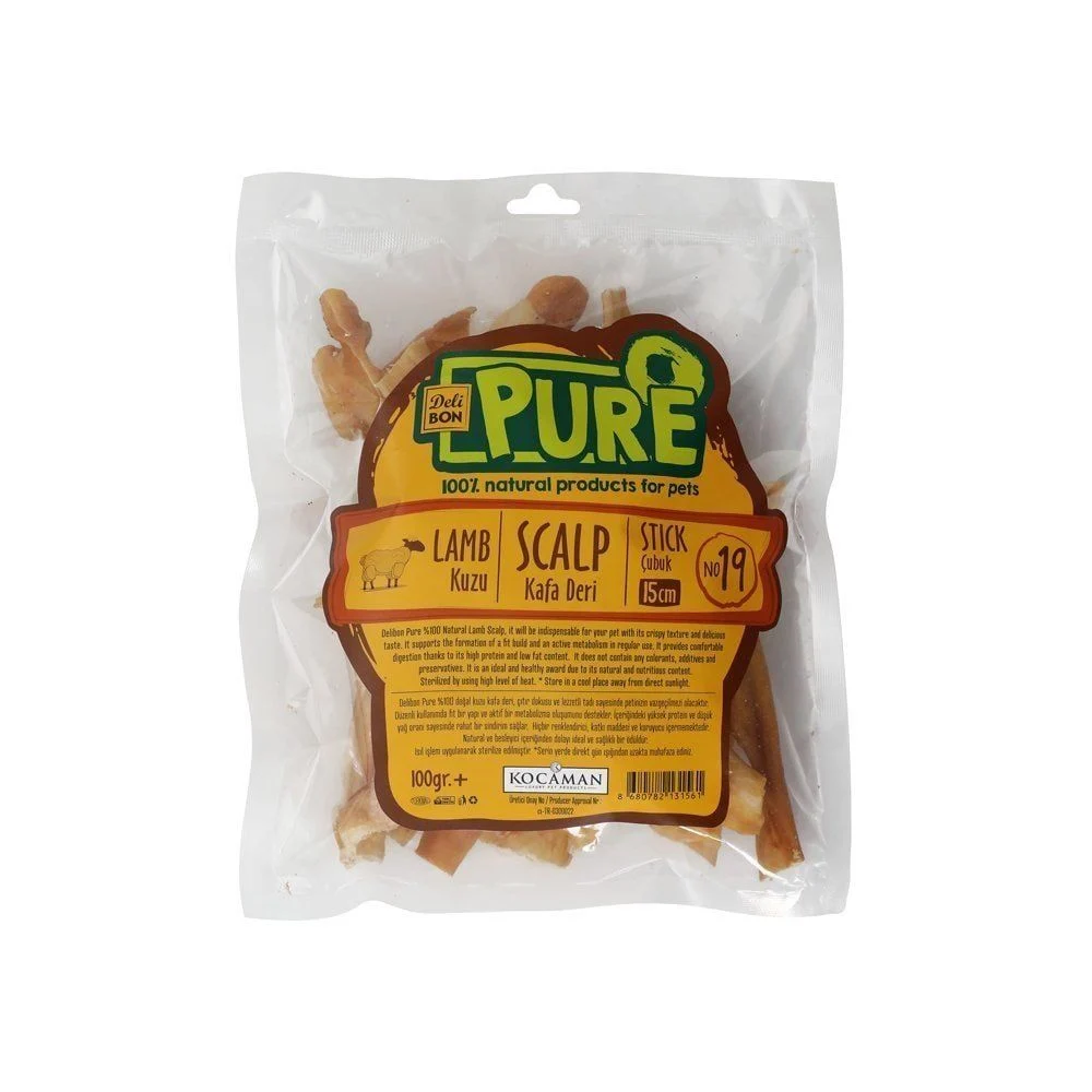 [KZUKFADERI15CMCBUK] Delibon Pure Lamb Skin Dog Treat 100g