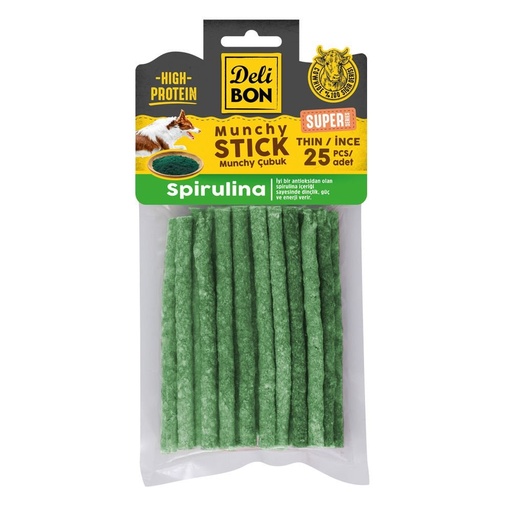 Delibon Spirulina Munchy Çubuk Köpek Ödül Maması İnce 25 Adet